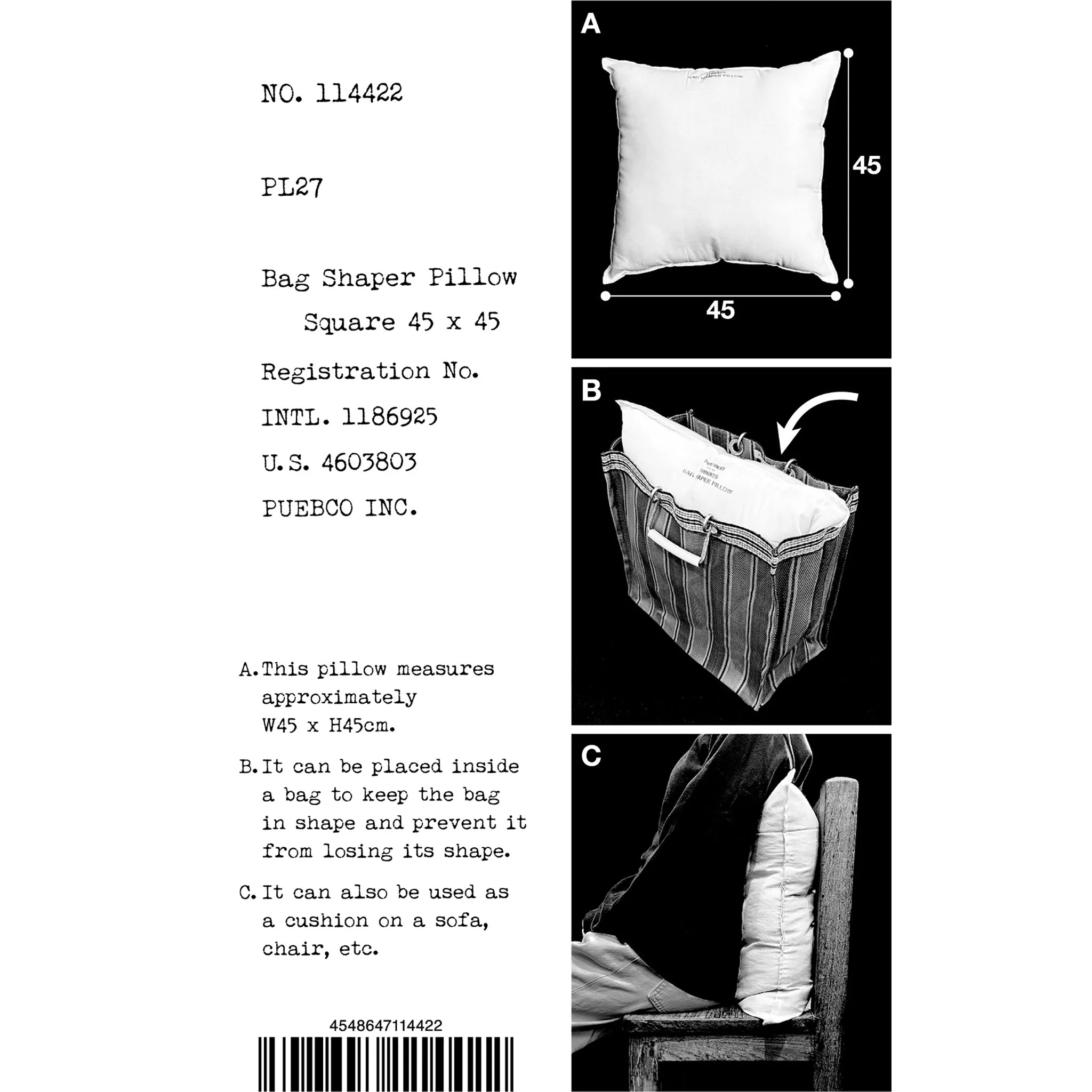 BAG SHAPER PILLOW / Square 45 x 45 - Image 4