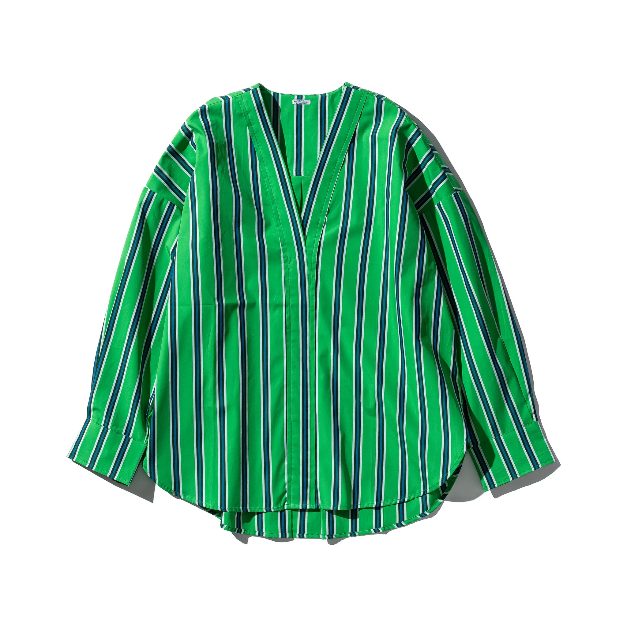 COTTON STRIPE SHIRT / V NECK - Image 4