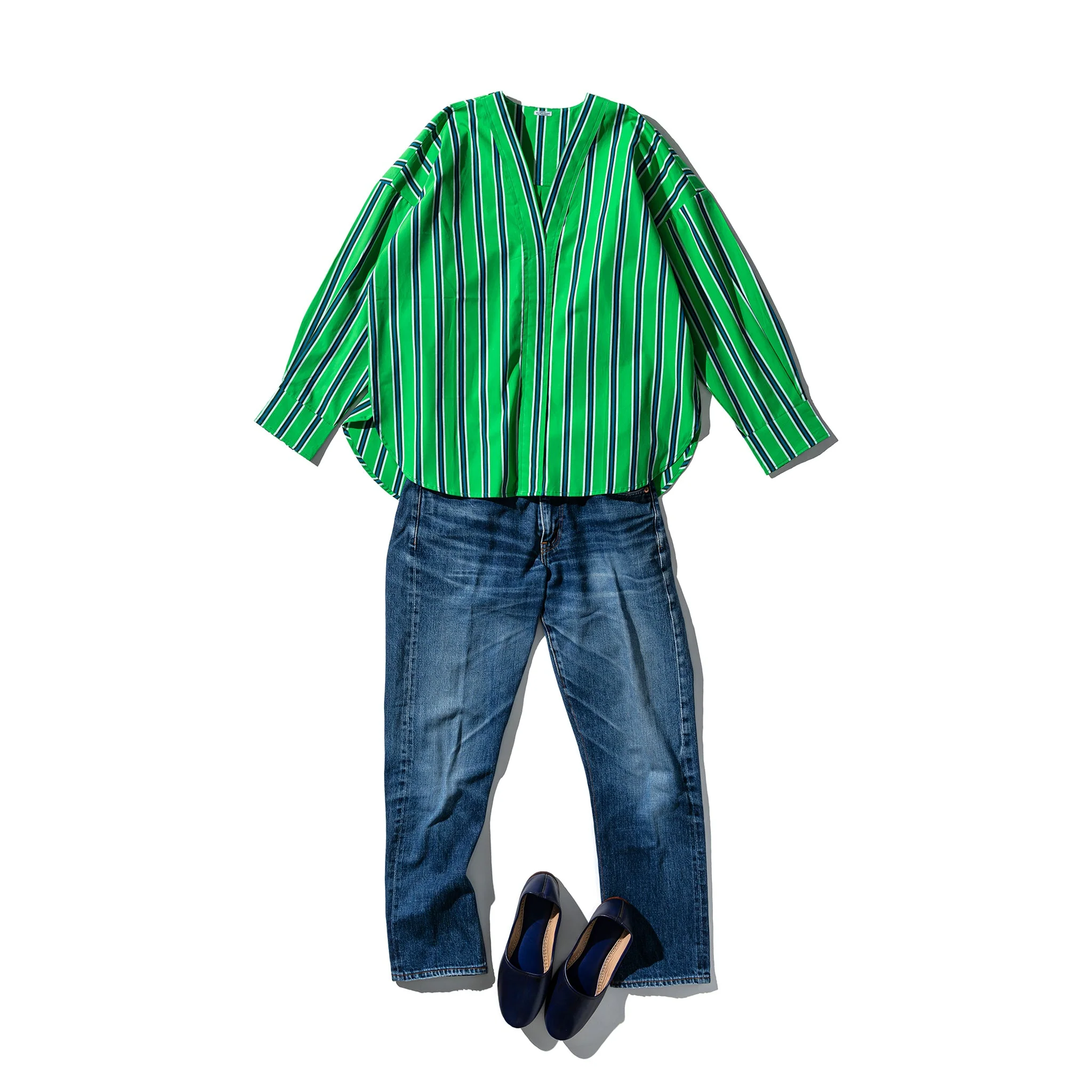 COTTON STRIPE SHIRT / V NECK - Image 9