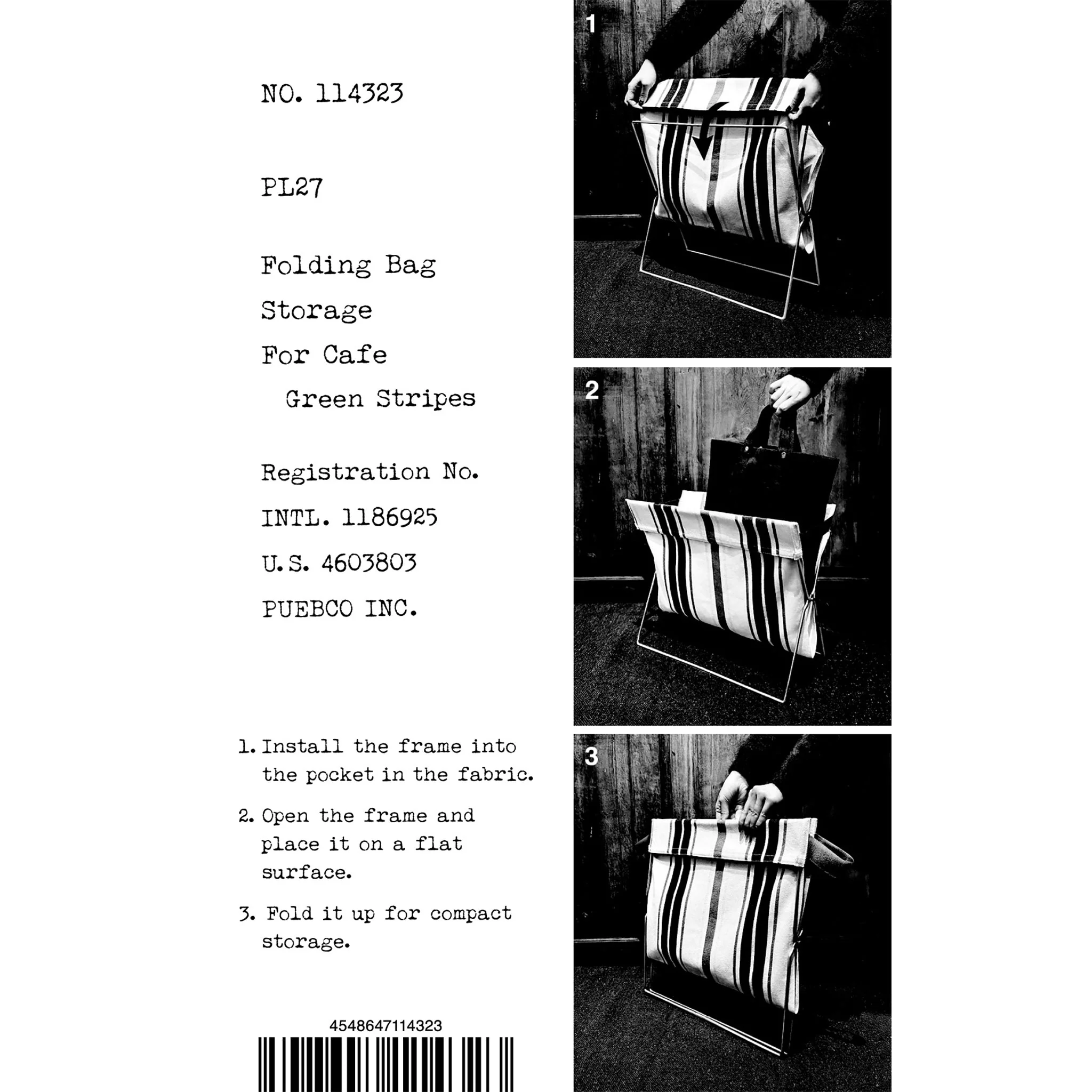 FOLDING BAG STORAGE FOR CAFÉ / Green Stripes - Image 6