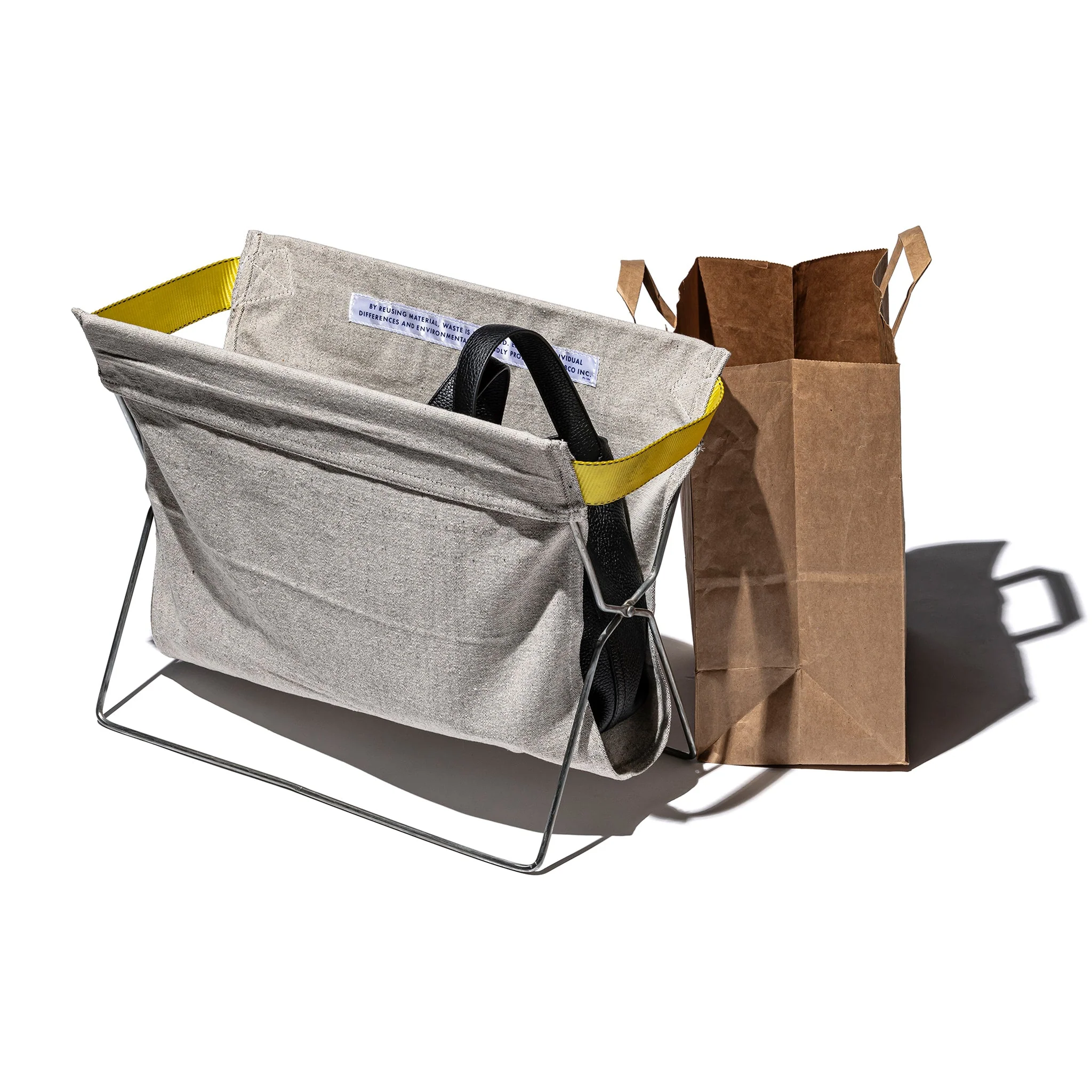 FOLDING BAG STORAGE FOR CAFÉ / Ivory - Black Mix - Image 2