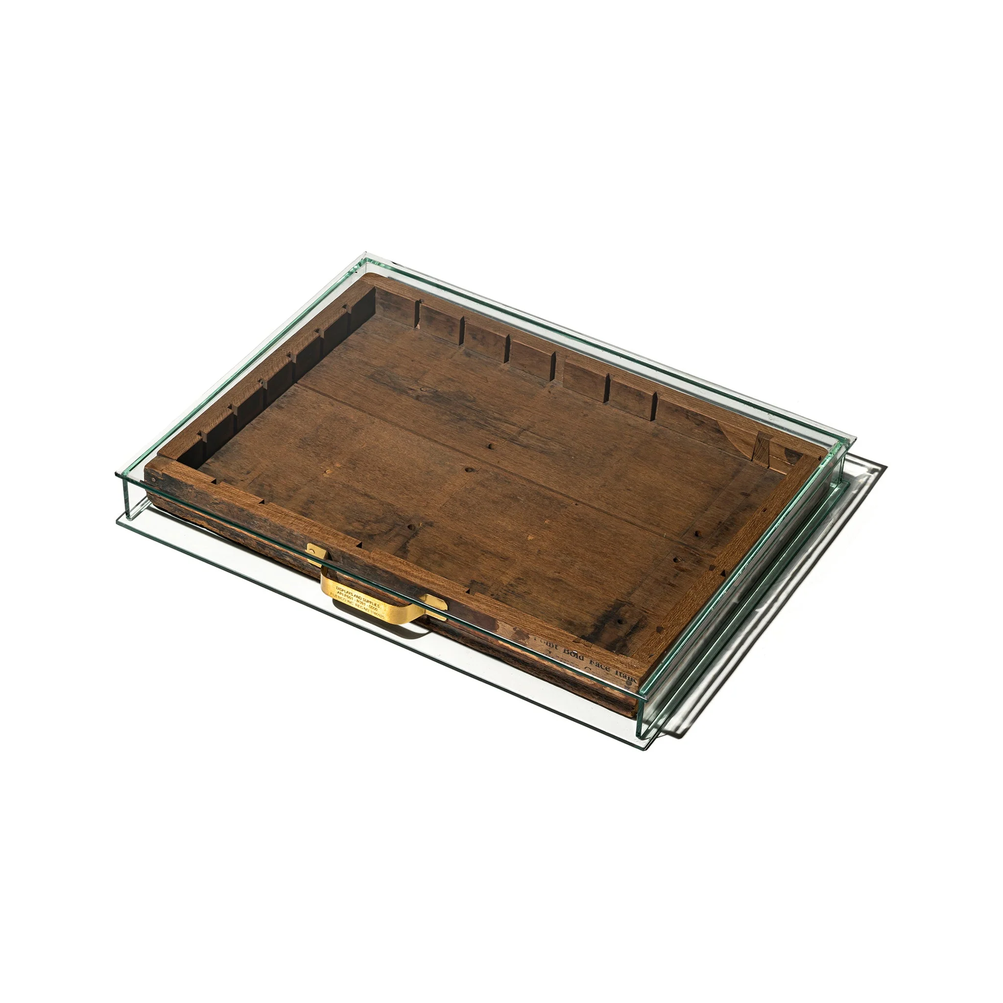 GLASS DISPLAY CASE WITH VINTAGE DRAWER - Image 3