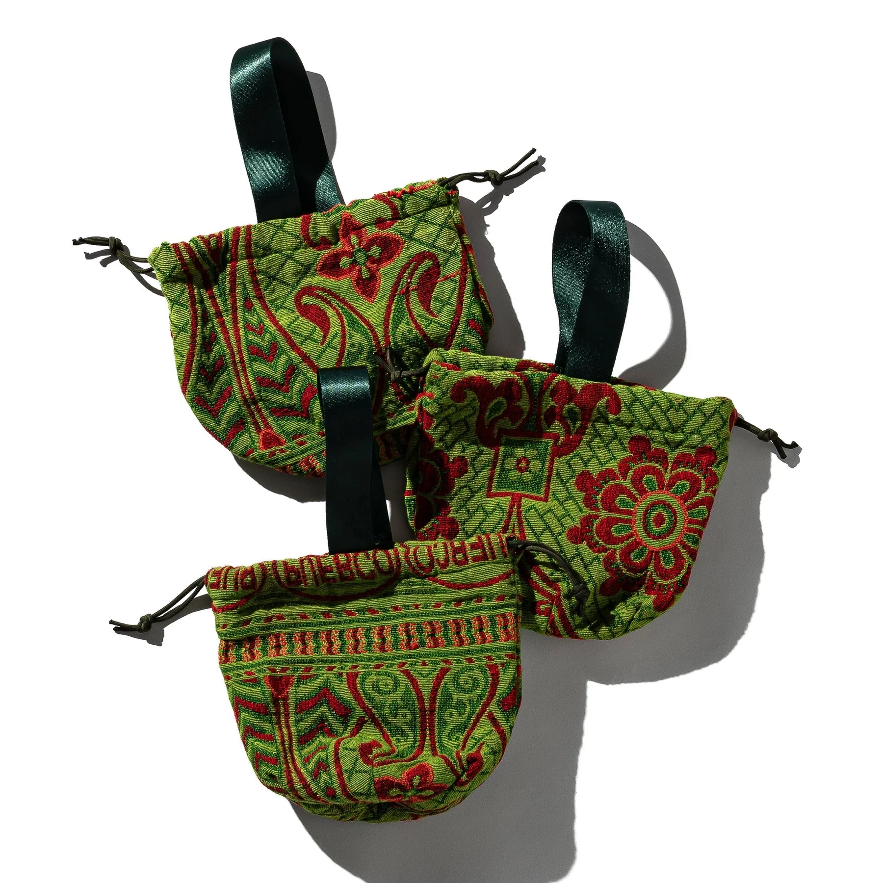 JACQUARD FABRIC DRAWSTRING BAG / Green - Image 4