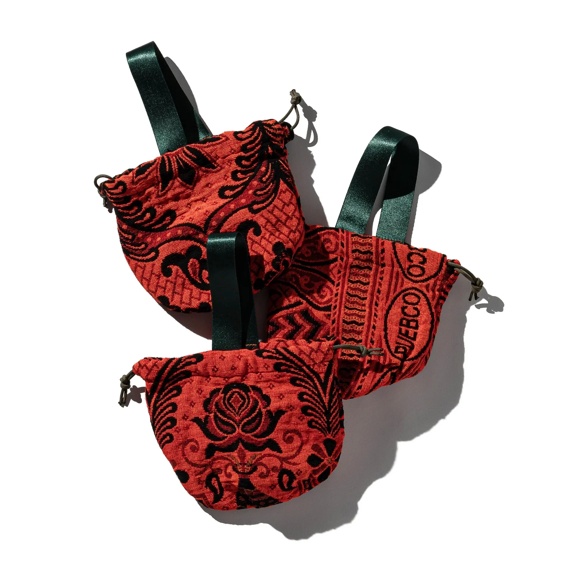 JACQUARD FABRIC DRAWSTRING BAG / Orange - Image 3