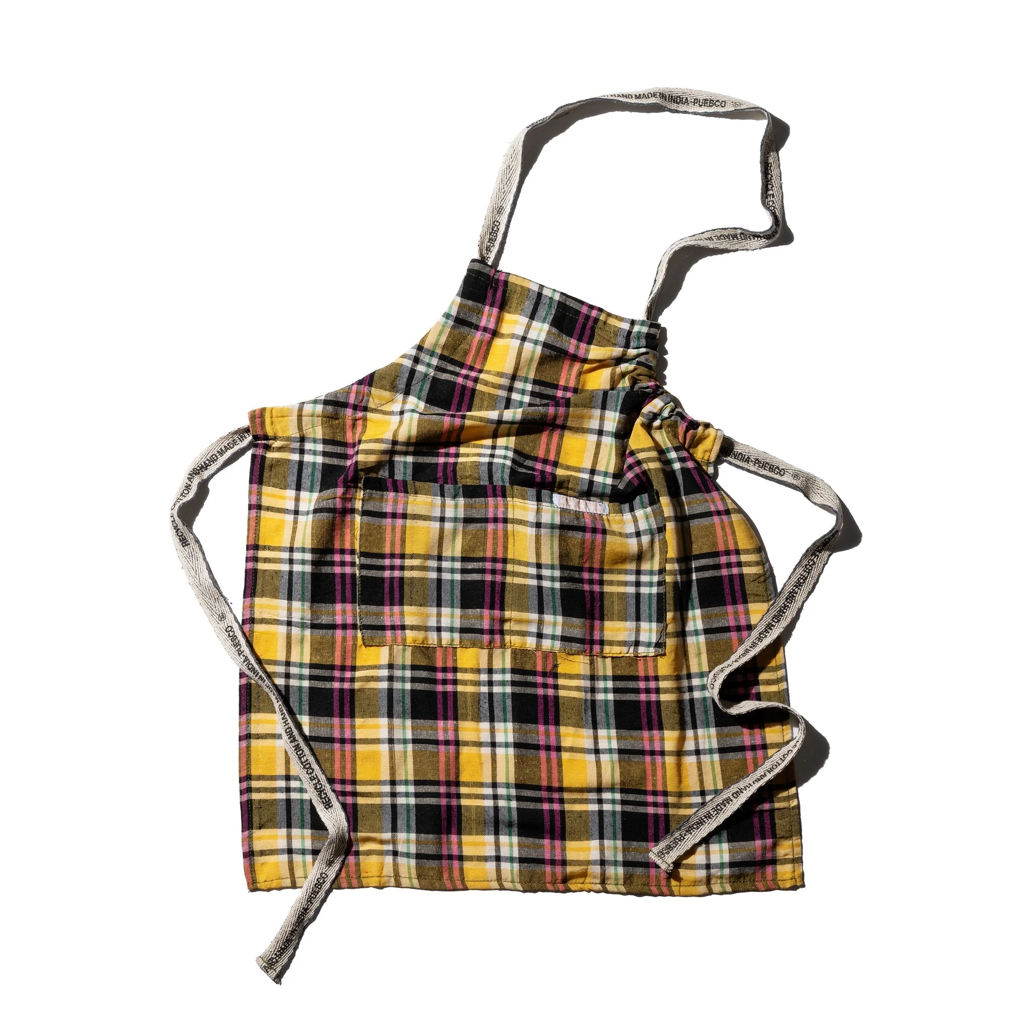 RECYCLE COTTON CHECK APRON / Green - Image 3