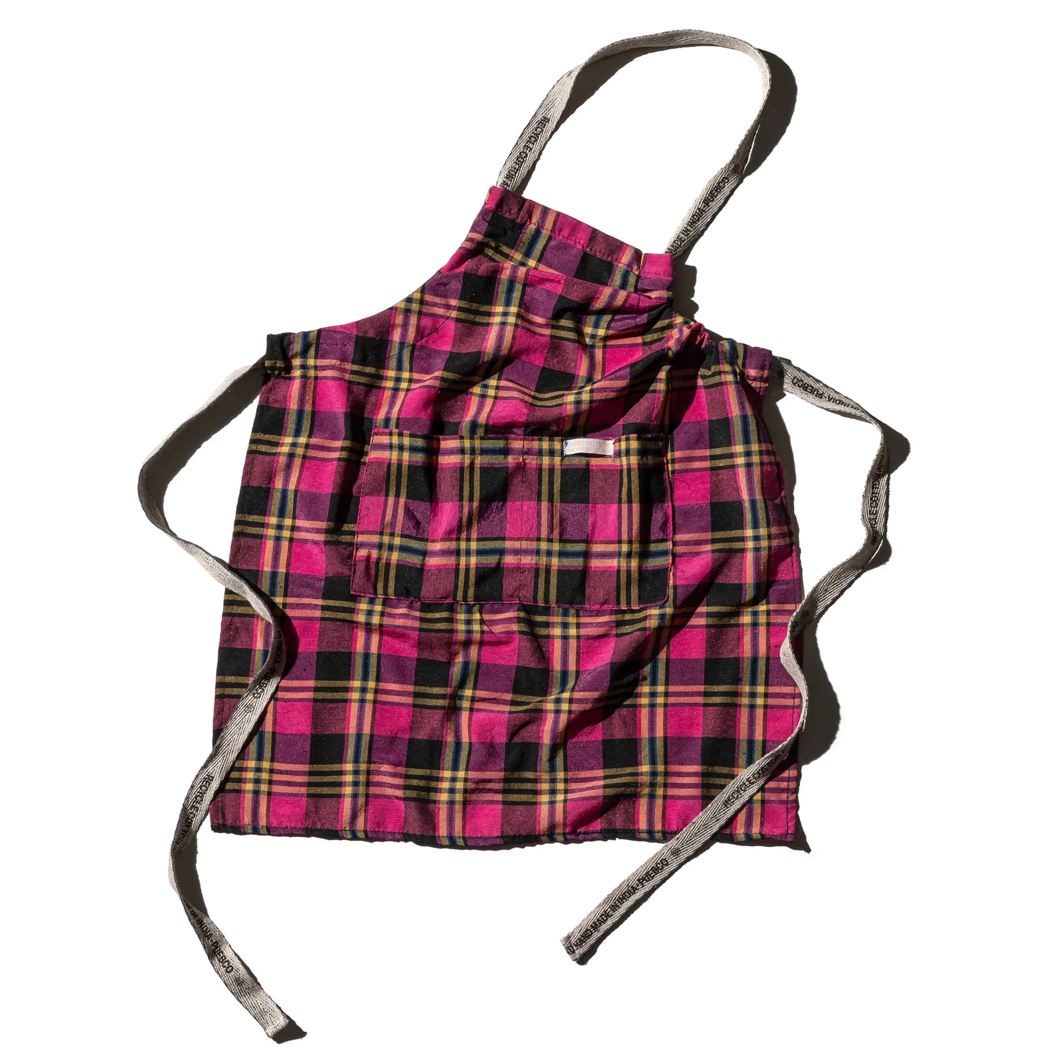 RECYCLE COTTON CHECK APRON / Pink - Image 3