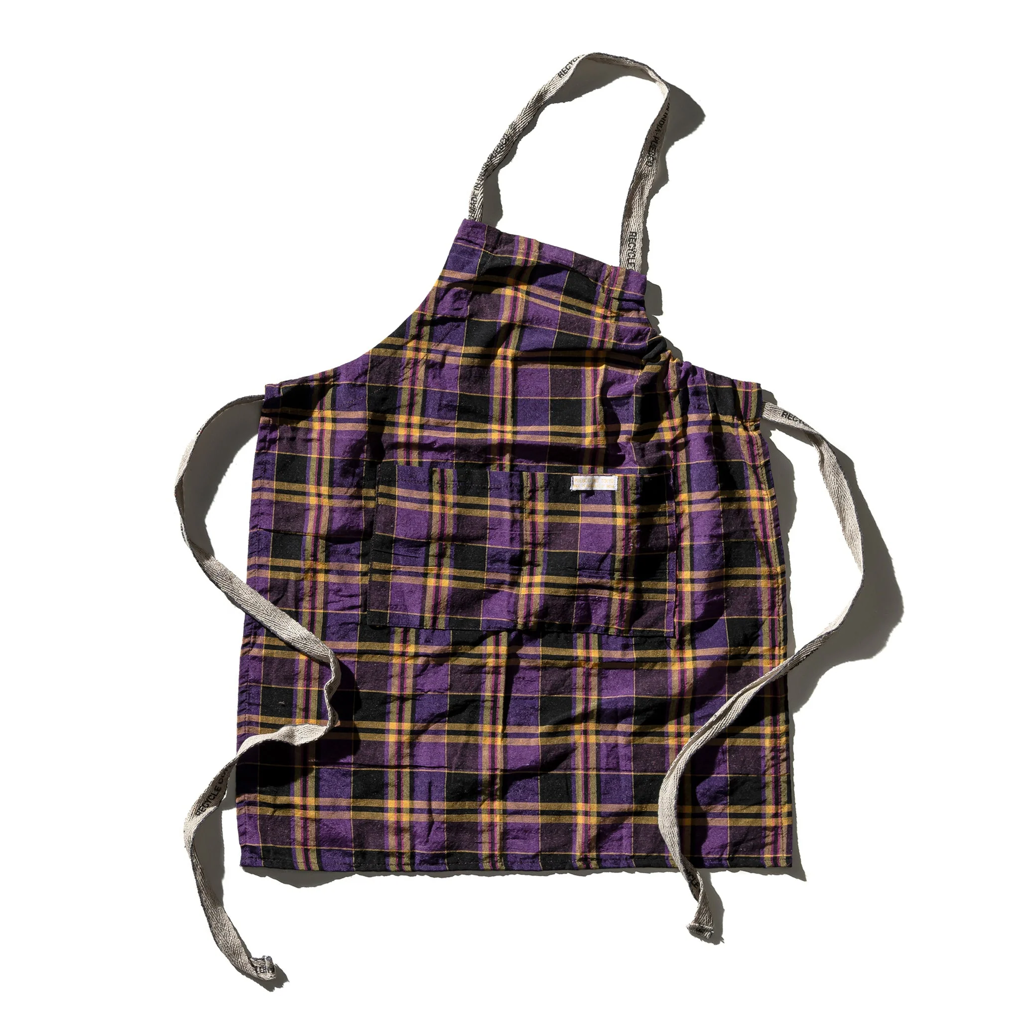 RECYCLE COTTON CHECK APRON / Purple Mix - Image 3