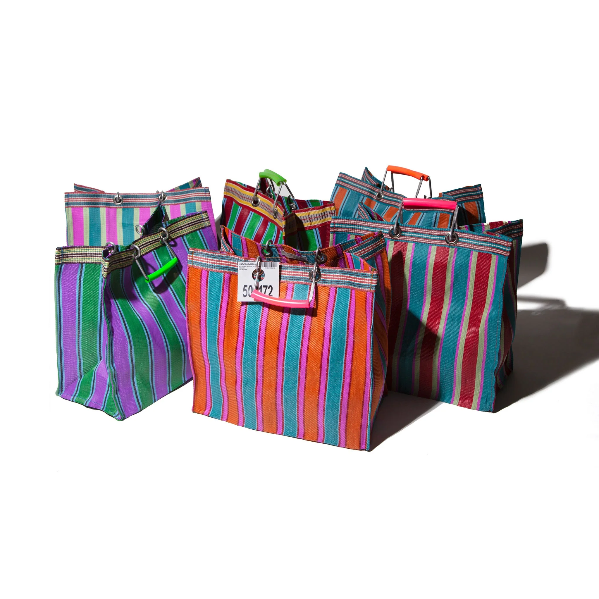 RECYCLED PLASTIC STRIPE BAG / Square - Image 9