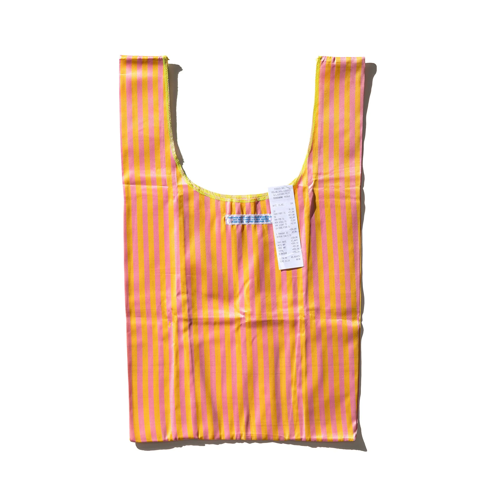 SCHOOL TIE FABRIC BAG / Pink x Yellow - Image 3