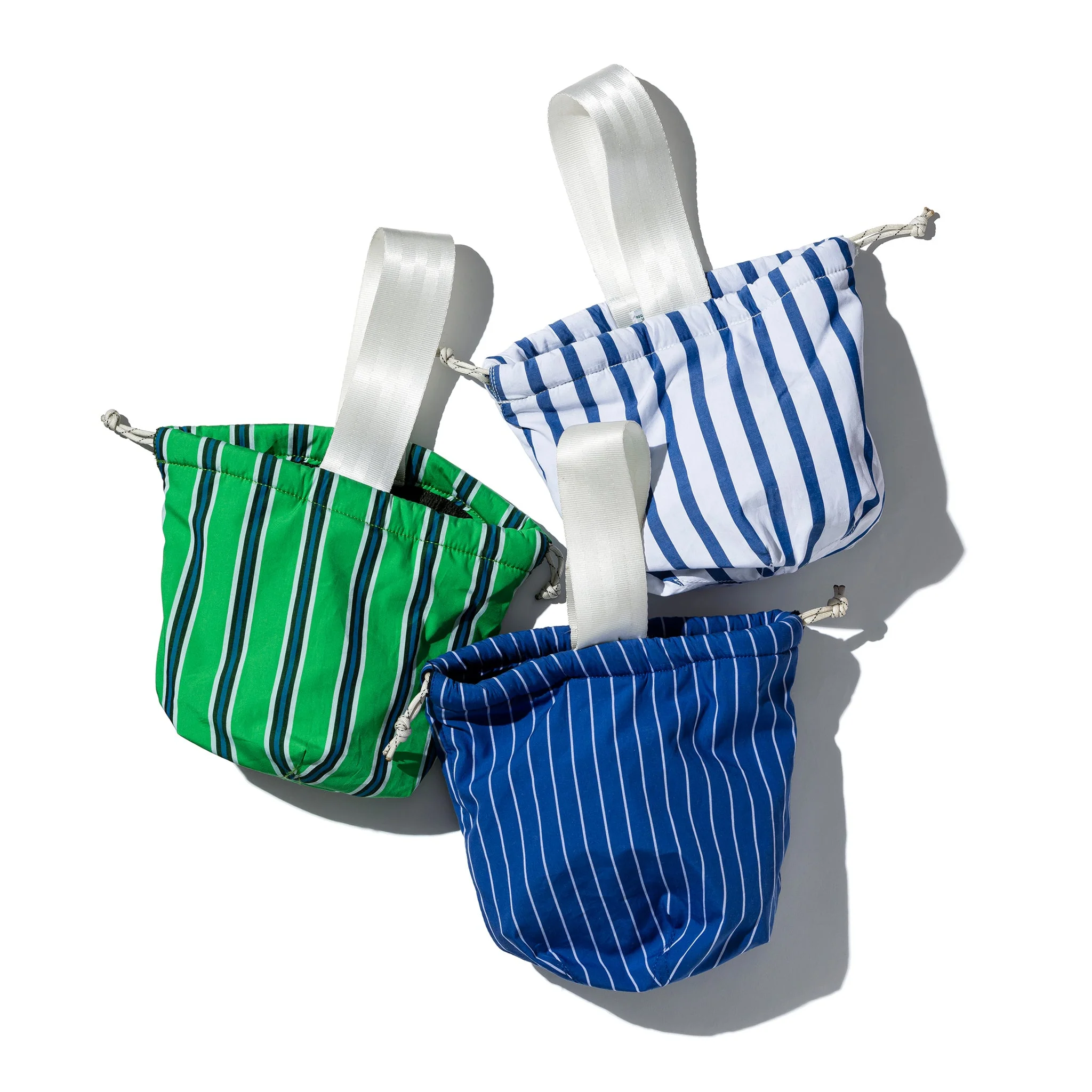 SHIRT FABRIC DRAWSTRING BAG / Green Stripe - Image 3