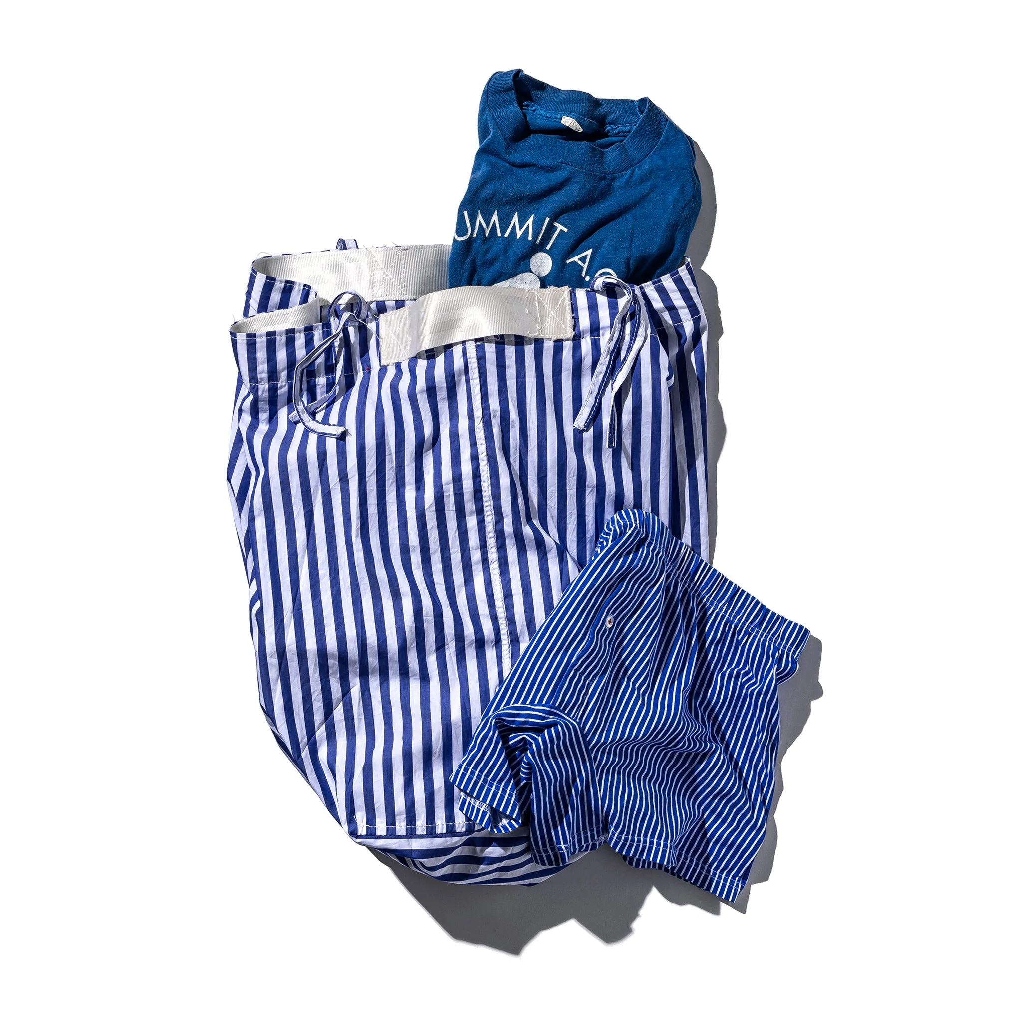 SHIRT FABRIC FOLDING LAUNDRY BASKET / Blue Narrow Stripe - Image 2
