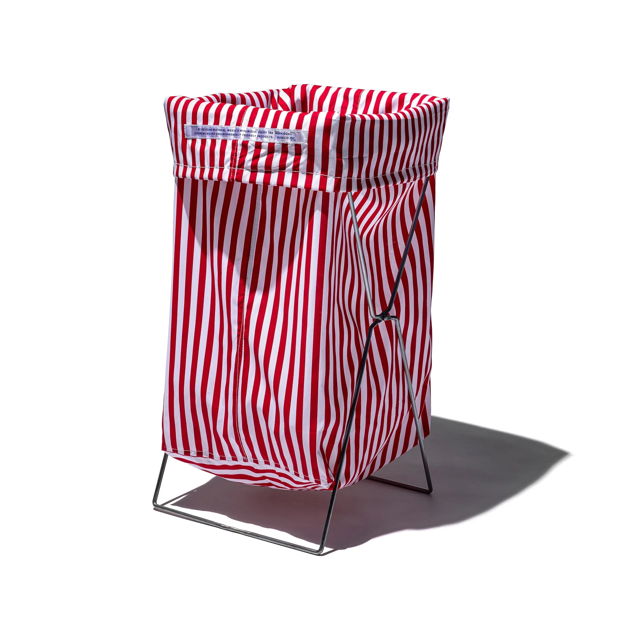 SHIRT FABRIC FOLDING LAUNDRY BASKET / Red Narrow Stripe - Image 4