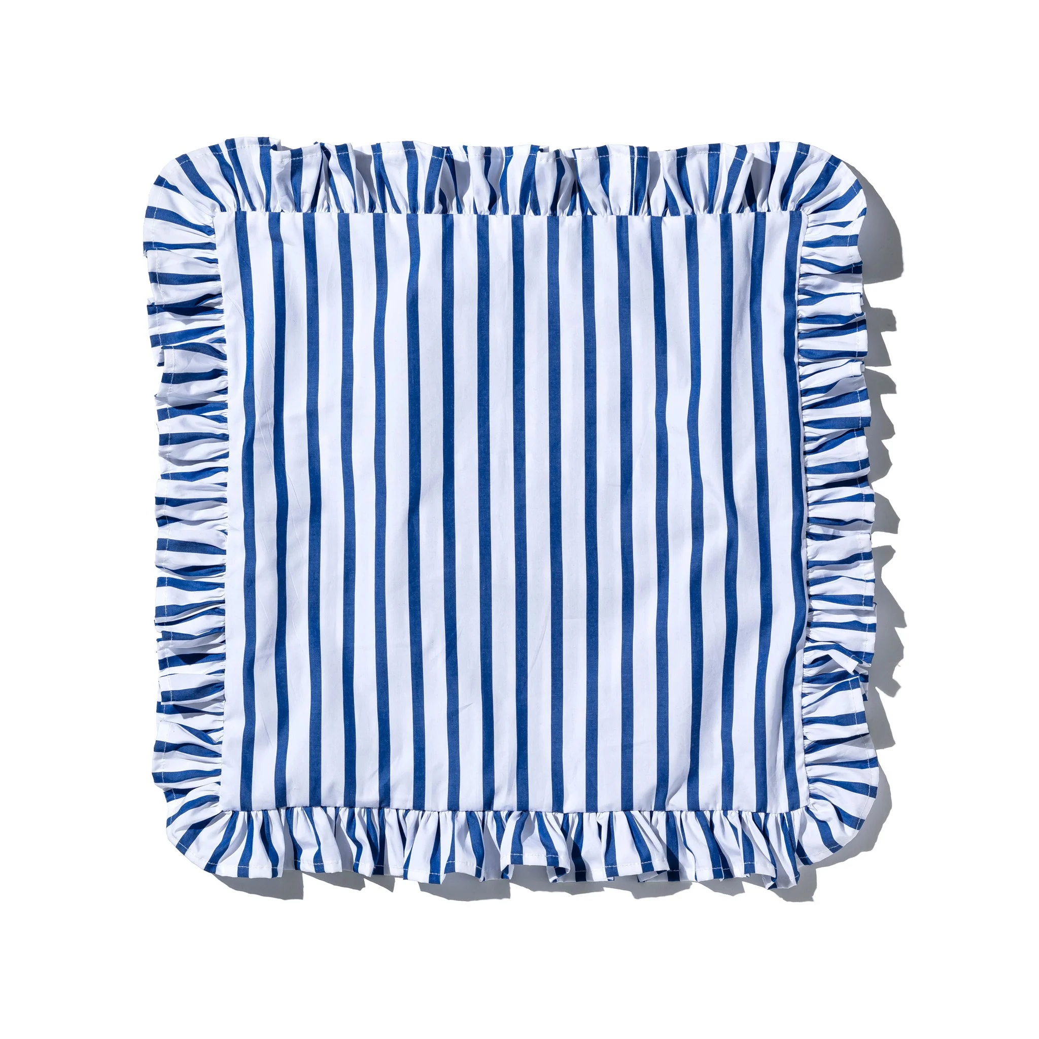 SHIRT FABRIC RUFFLE CUSHION COVER / White Stripe - Image 3