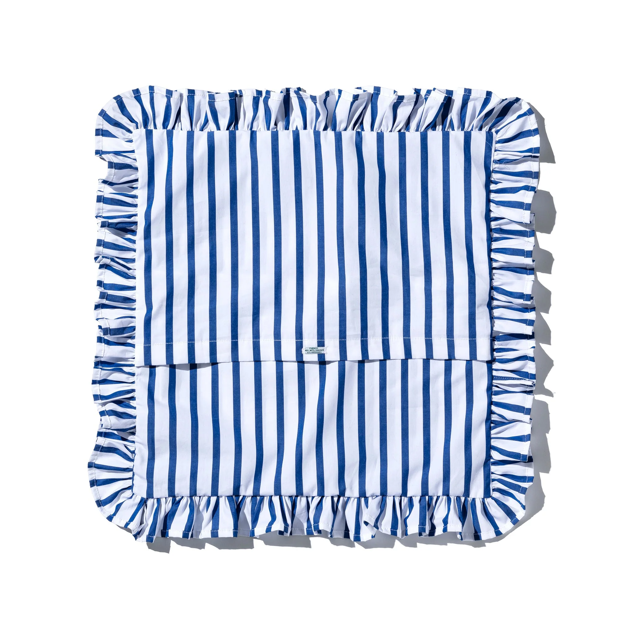 SHIRT FABRIC RUFFLE CUSHION COVER / White Stripe - Image 4