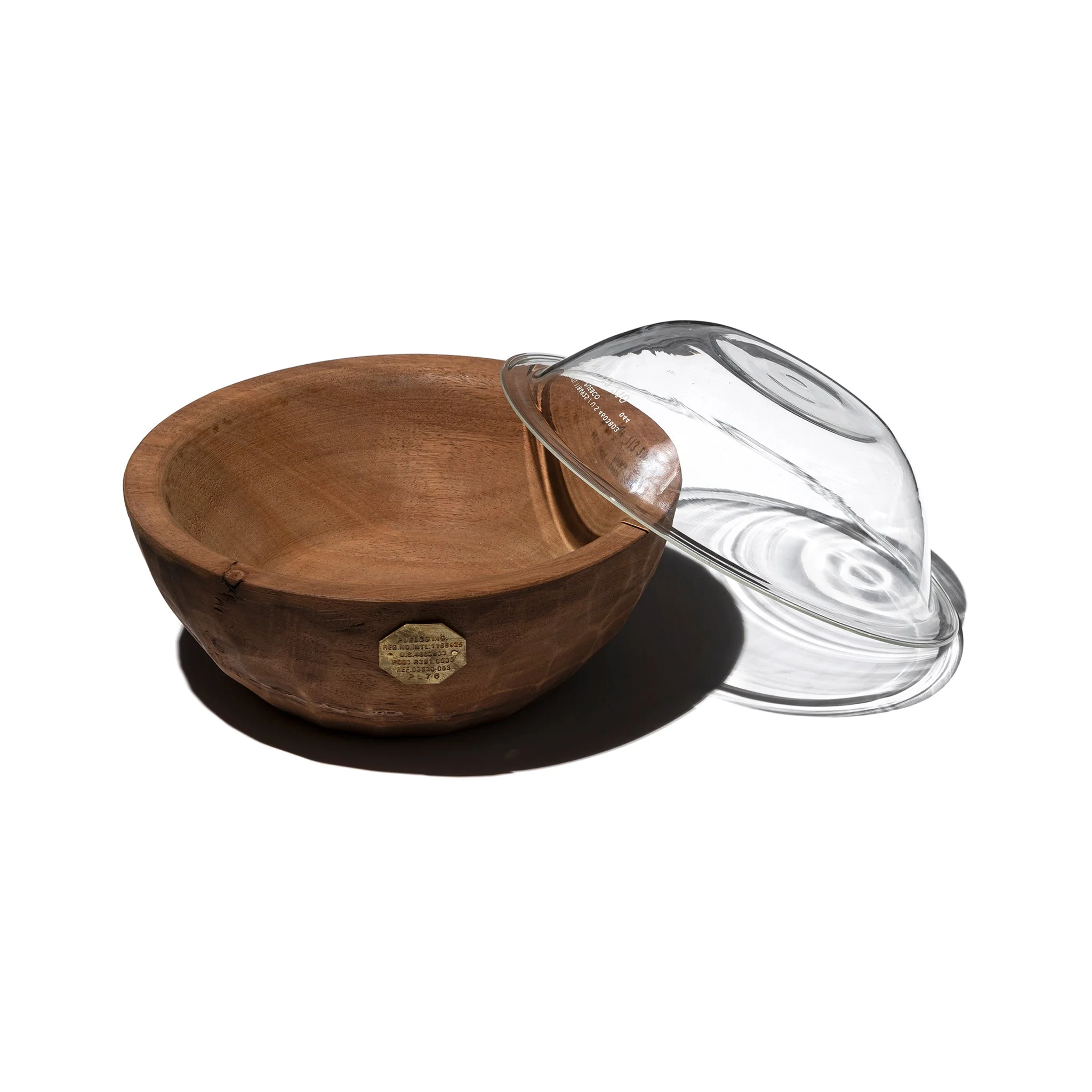 VINTAGE WOODEN BOWL WITH GLASS - Image 2