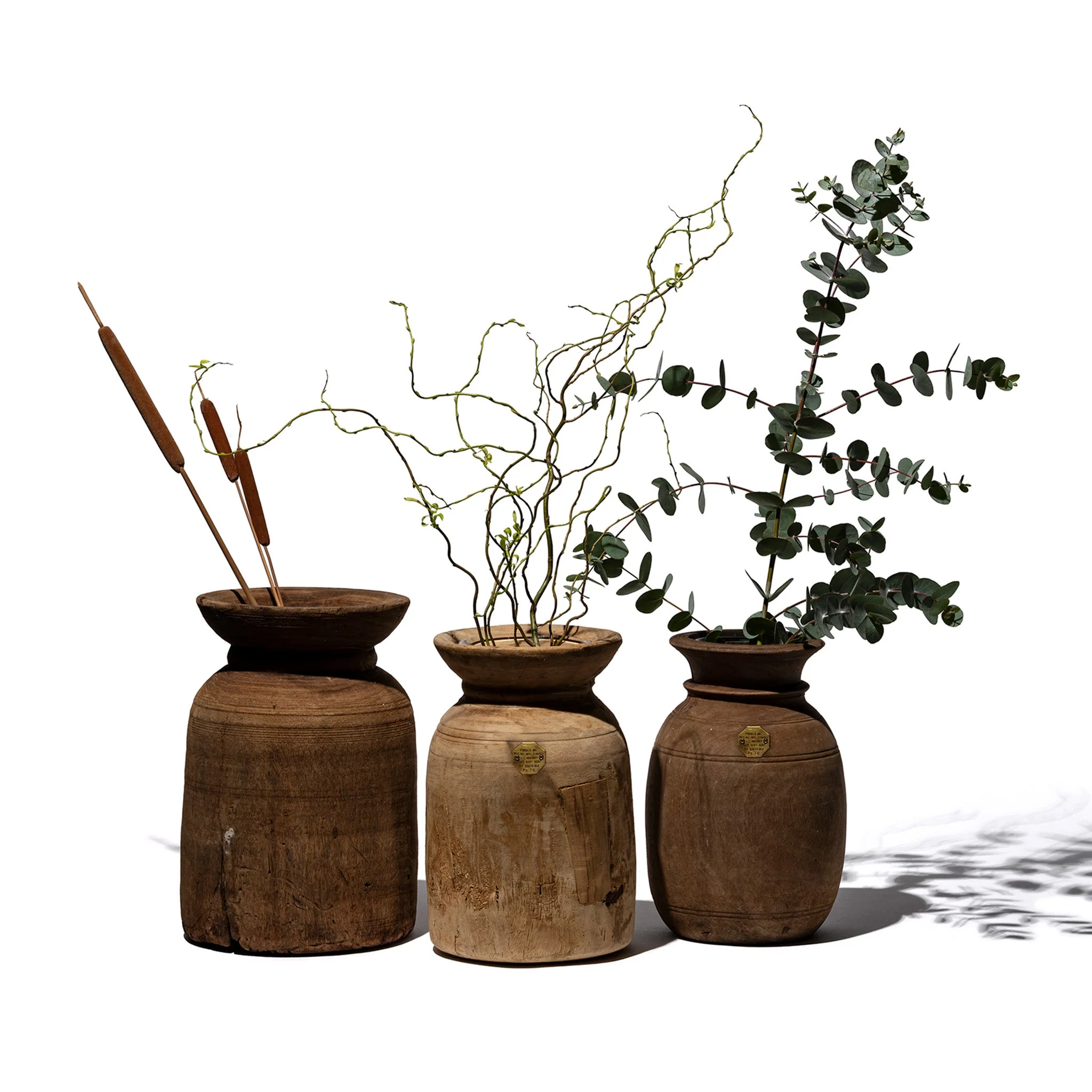 VINTAGE WOODEN POT W/GLASS CYLINDER - Image 3