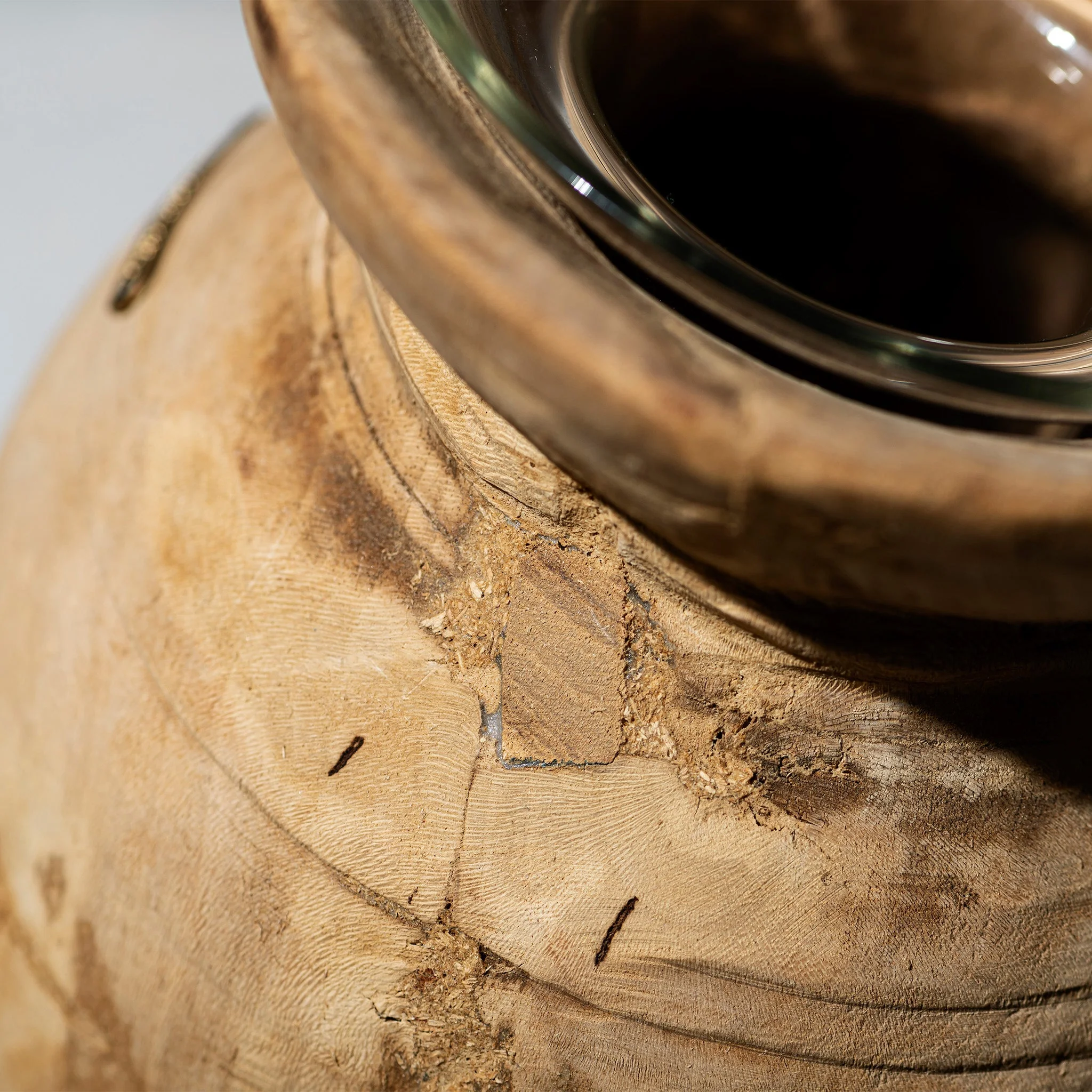 VINTAGE WOODEN POT W/GLASS CYLINDER - Image 7